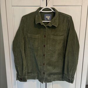 L.L. Bean Button Down Corduroy Shirt, Olive Green, Women’s Size MP